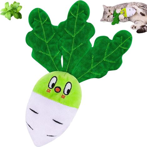 Jouet Chat, Peluche Jouet pour Chat avec Herbe à Chat Bio, Jouet Chat Interactif pour Chats d’Intérieur & Chatons, Mâcher & Donner des Coups, Design Radis (1/5)