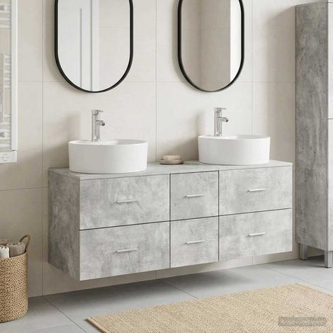 vidaXL Bathroom Furniture Set 3 pcs Concrete Grey 129 x 44.5 x 80 cm (1/5)