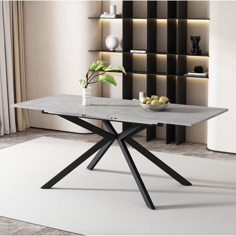 Tavolo allungabile rettangolare 180 x 70 x 75,5 cm effetto cemento nero/grigio DESVIAE (1/5)