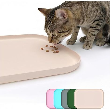 Rutschfeste Silikon-Futtermatte für Hunde, wasserdichte Futternapfmatte mit erhöhtem Rand, leicht zu reinigen (Beige, 45 x 30 cm)