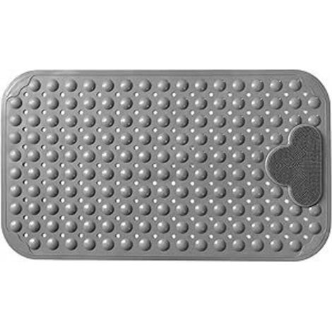 Tapis de douche antidérapant, 70 x 40 cm, avec ventouses, tapis de bain avec trous de drainage, antidérapant, résistant aux moisissures et lavable en machine (gris)
