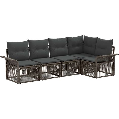 Conjunto de sofás de jardín 5 pcs Gris ratán sintético vidaXL