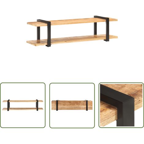 The Living Store Meuble TV 160x40x40 cm Bois massif de manguier brut - Meubles Tv - Meuble Tv Industriel - Meuble Tv Bois - Rangement Media - Support Tv (1/5)