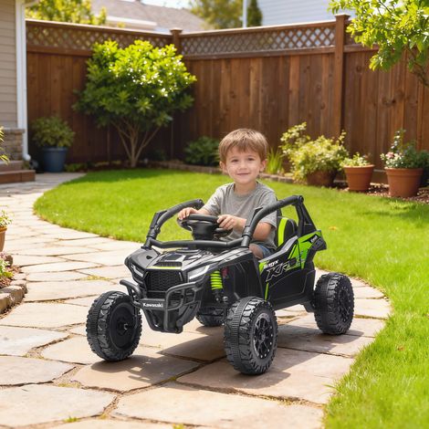 Kawasaki Teryx KRX 1000 12V UTV Elektro-Kinderauto mit 2 x 25W Motoren, 2,4GHz Fernbedienung, 100 x 64 x 56 cm, Schwarz