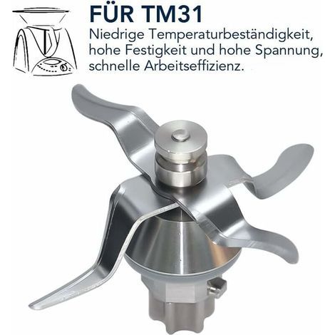Groupe Couteaux Lame Compatible avec Vorwerk Thermomix Bimby TM31 Accessoire TM31de 4 Lames en Acier Inoxydable, (1/4)