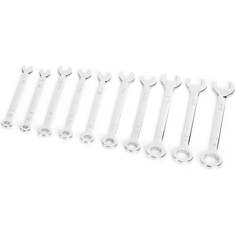 Jeu de 10 mini clés, clés mixtes à fourche à 12 et 5 pans, 4-11 mm (5/32-7/16 pouces) (1/5)
