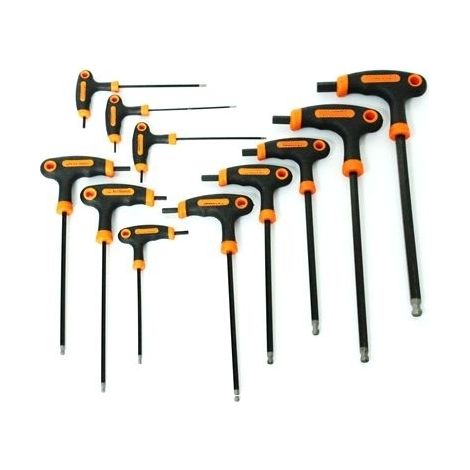 Set cacciaviti/giraviti 11 pezzi impronta doppia esagonali/sferici/Ball Point impugnatura a T