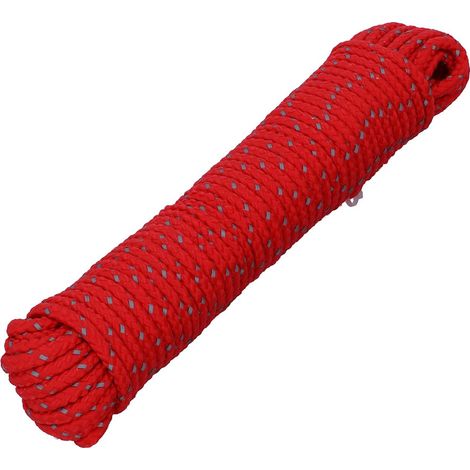 HELPMATE Corda in nylon 5 mm rosso riflettente – Corda multiuso per fai da te e per attività all'aperto – adatta come corda di tensione, corda per tende, filo per bucato & Co – resistente alle
