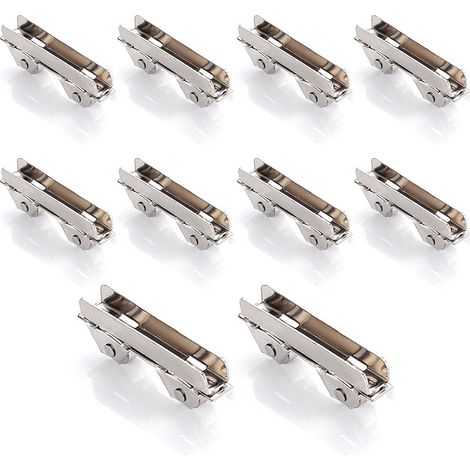 Jeu de pinces pour poulies de porte en verre- 10 rouleaux en fer- adaptés aux poulies de portes de vitrines- 6 mm d'épaisseur- 6 mm de largeur- avec rainures. (1/5)