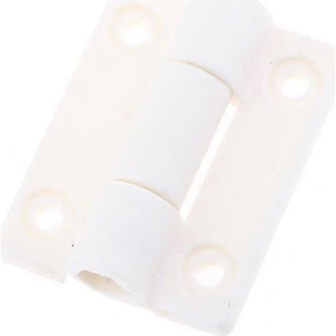 2 charnières blanches en plastique à 4 trous, 36 mm x 30 mm, pour meubles et métal. (1/5)