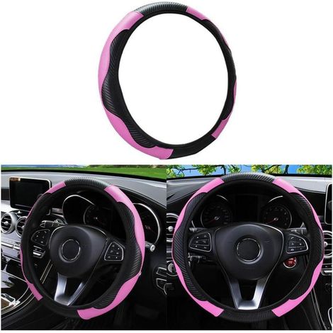 Lenkradbezug Universal Mikrofaser Leder 37 38cm Lenkradschutz Rosa (1/5)