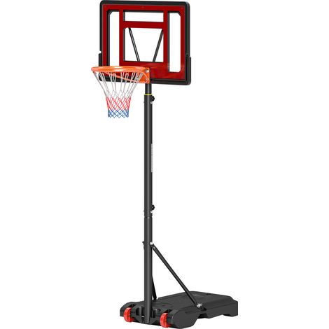 Panier de basket extérieur hauteur réglable 160–210 cm panier de basket sur pied à roulettes base remplissable noir