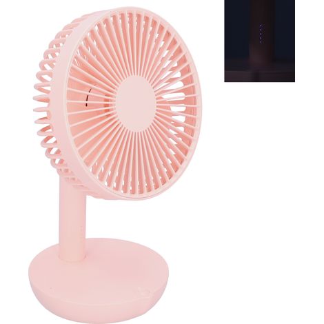 Wiederaufladbarer, leiser, praktischer, kabelloser USB-Tischventilator mit Oszillation für Zuhause und Schule (rosa) (1/5)