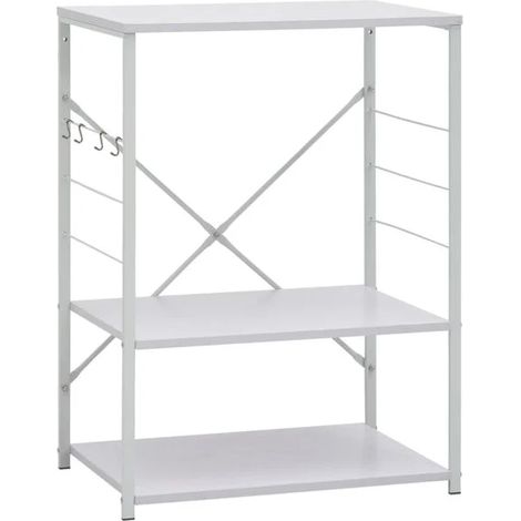 Meuble pour four à micro-ondes blanc, dimensions : 60 x 39,6 x 79,5 cm (1/5)