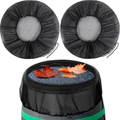 2pcs Couvercle en Maille Réglable pour Tonneau, 95cm Filet Recuperateur Eau avec Cordon de Serrage, Housse pour Tonneau De Pluie Ronde,Protection Contre Les Moustiques Et Les Feuilles (1/4)