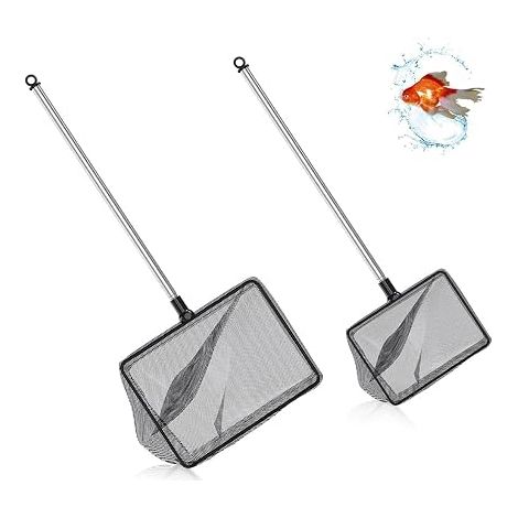 épuisettes de pêche pour aquarium, épuisette avec manche télescopique, pour aquarium, bassins, lacs, noir (1/5)