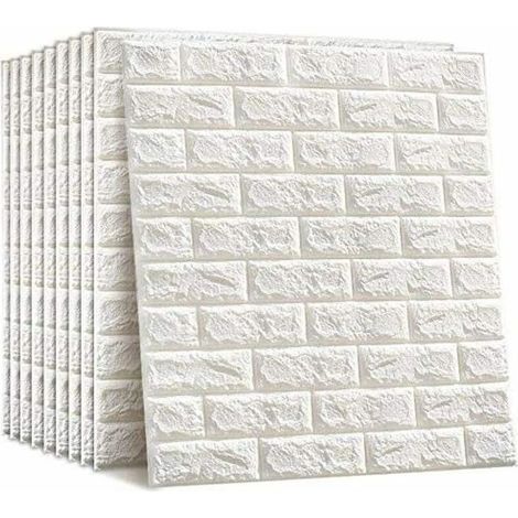 Panneau décoratif mural 3D auto-adhésif en mousse – Effet brique imperméable – Dimensions 77 x 70 cm – Lot de 10 pièces - 10pcs (1/5)