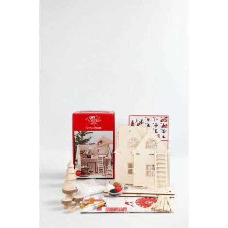Kit maison du père noel en bois - Maison de Saint Nicolas - Multicolore - Rouge - Enfant - Mixte