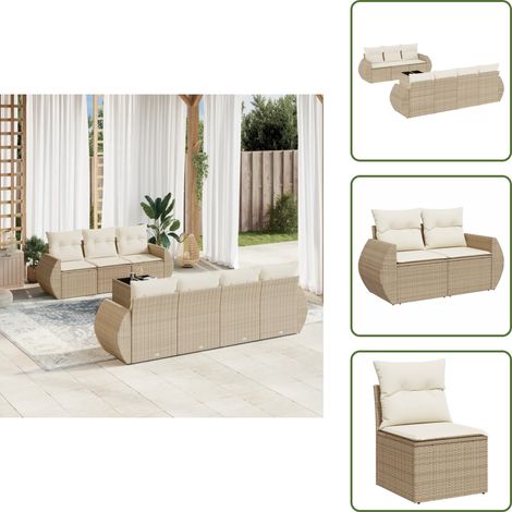 Salon de jardin avec coussins 8 pcs beige résine tressée - Ensemble Salon De Jardin - Salon De Jardin Pliable - Meuble De Jardin - Mobilier De Jardin - Résine Tressée (1/5)