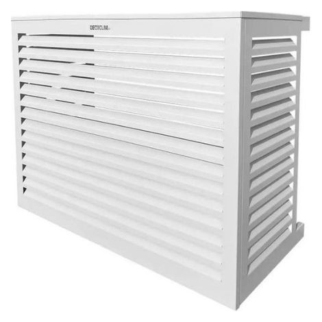 Cache climatiseur aluminium blanc 23A – Dimensions 835x1050x660mm – Lames persiennes pour circulation d'air – Réduit nuisances sonores – Decoclim (1/6)