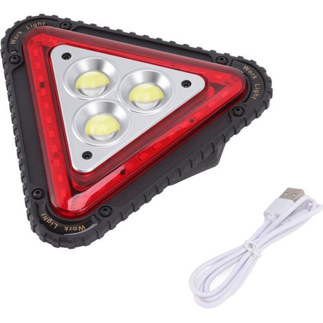 Triangle lampe de travail COB multifonction, feu de signalisation rouge clignotant, rechargeable USB pour camping extérieur (sans batterie) (W842) (1/5)