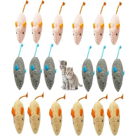 Lot de 18 jouets en peluche à l'herbe à chat,Teeth Cleaning Jouet Interactif à l'herbe à Chat,Catnip Jouets Souris, Jouet interactif pour chats et chatons,Couleur aléatoire (1/4)