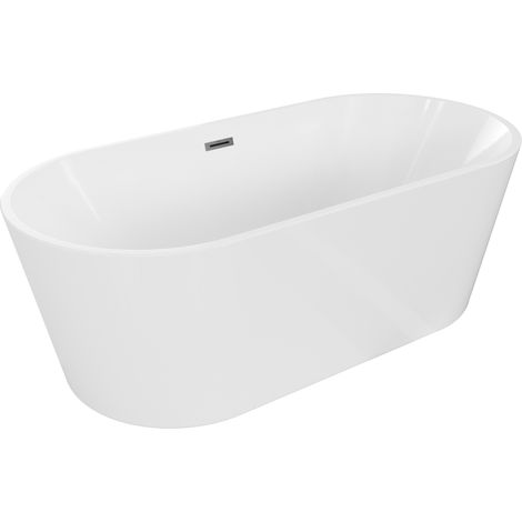 Mexen Luna baignoire autoportante 140 x 75 cm, blanche, trop-plein gun metal - 52031407500-95 (1/5)