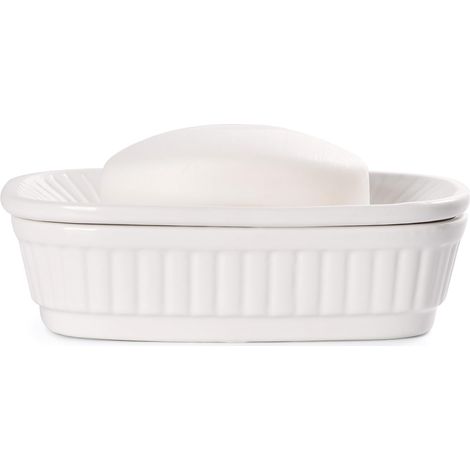 Porte-savon en céramique pour la maison, porte-savon à drainage automatique, porte-savon blanc à égouttement
