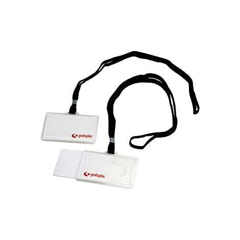 Grafoplás portamatite iniettato + cordino nero 65x95mm confezione -50u-
