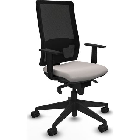 Horna sincro malla negra similpiel blanco brazos 1D base piramidal  ruedas 65mm nailon (1/5)