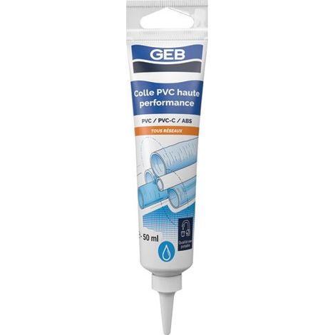 GEB – Colle haute performance PVC ABS 250ml – Pour canalisations d'eau potable – Résistante aux eaux chaudes et produits chimiques