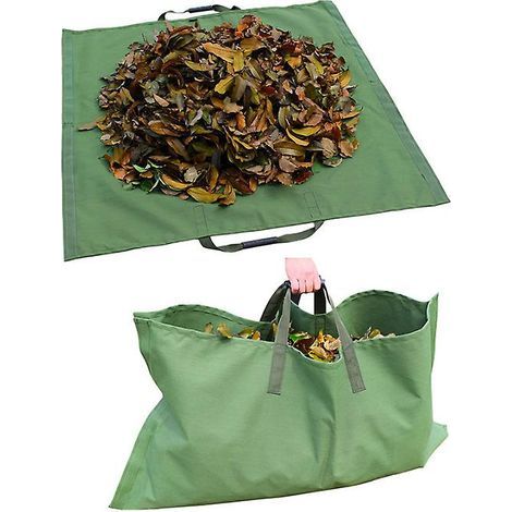 Umweltfreundlicher, strapazierfähiger und wiederverwendbarer 2-in-1-Gartenabfallsack, faltbar, wasserdicht, aus Oxford-Gewebe mit Reißverschluss – 145 x 142 cm (1/5)