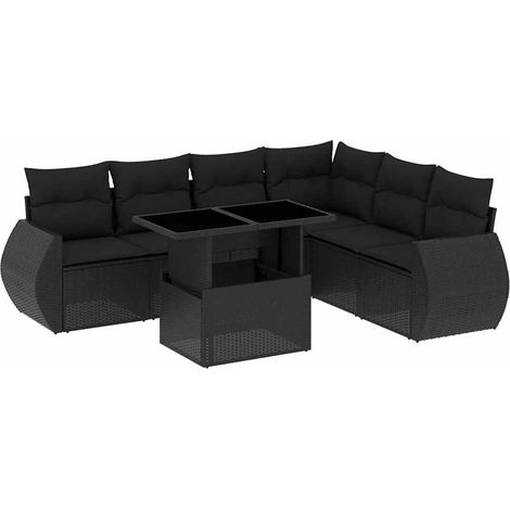 Set Divani da Giardino con Cuscini 7pz Nero Polyrattan vidaXL (1/5)