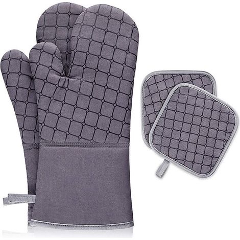 Gant De Four - Résistant À 260 °C - Avec Surface Anti-Dérapante En Silicone - Pour Cuisson Et Grillade - Lot De 6 Pièces (1/5)