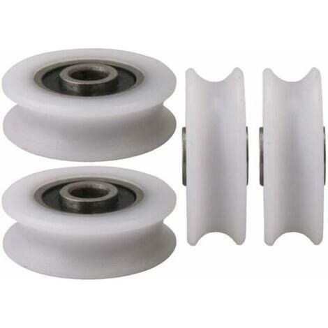 LARGEIGHT 4 Stück 4 x 20 x 6,5 x 7,4 mm, weiß Innendurchmesser, 4 mm, U-Nut, Nylon-Riemenscheibe für Schiebetür, LARGEIGHT (1/3)