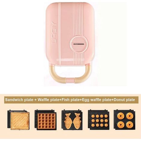 Appareil à sandwichs/petit-déjeuner multifonctionnel (rose) 650 W avec minuterie (1/5)