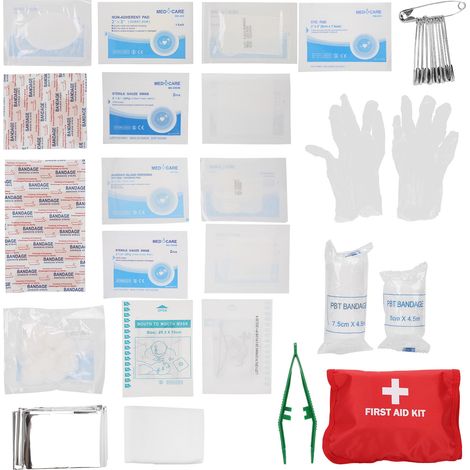 Kit de Premiers Secours Extérieur 17 Pièces avec Bandages, Compresses et Outils de Traitement des Plaies (1/5)