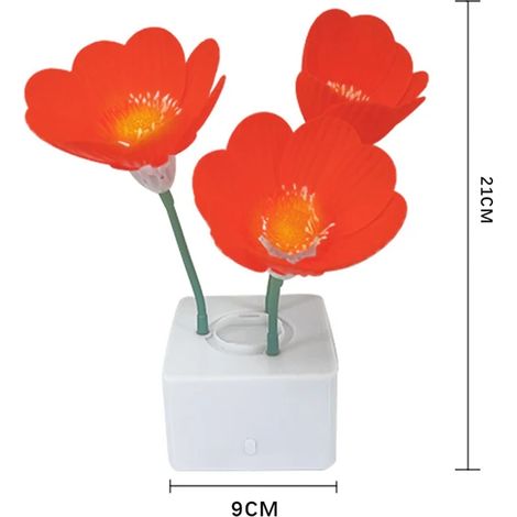 (Rouge) Mini veilleuse LED en forme de fleur, lampe de table mignonne, décoration de bureau (1/5)
