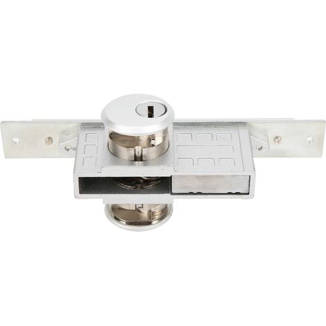 Serrure centrale à cadre vitré pour porte de magasin, robuste et antivol, installation facile, serrure à mortaise avec 3 clés. (1/5)