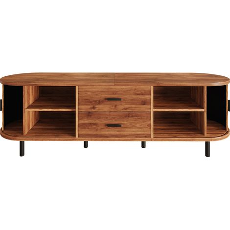 Mobile TV con ante scorrevoli e 2 cassetti in MDF e PB noce 150 x 40 x 55 cm MODENUIT (1/5)