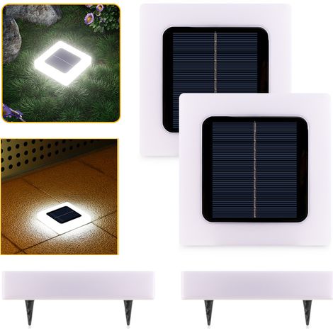 Lot de 2 Lampes Solaires Encastrables - Éclairage d'Allées Solaire Étanche pour Jardin, Allée et Extérieur - Lumière Chaude (1/5)