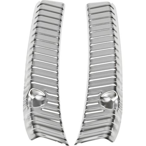 Lot de 2 protections de seuil de coffre arrière en acier inoxydable, design divisé, pour Tesla Model Y 2021-2023, couleur argent. (1/5)
