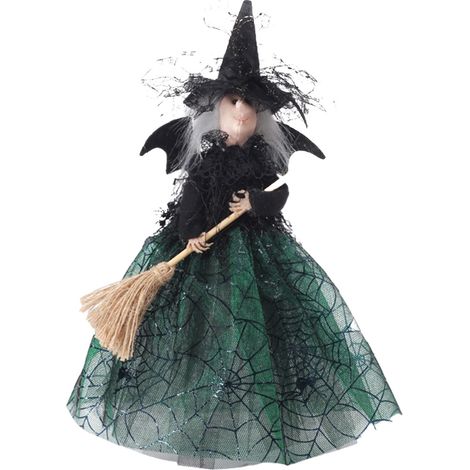 Witch Doll - Silk Fabric Halloween Decoration - Tabletop Mantel Tree Topper Party Centerpiece - 30 X 22 X 22 Cm - 1 Piece (1/5)