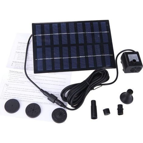 Pompe de fontaine solaire, 9 V, 1,8 W, 165 l/h, panneau solaire PET, kit d'arrosage pour fontaine, bassin, piscine, jardin (1/5)