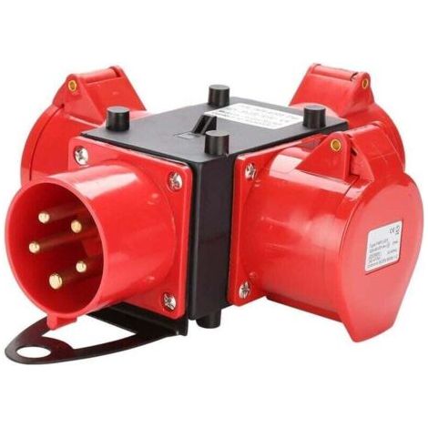 Coffret de distribution électrique pour chantier - AJ-1605D-2 32A - avec capot de protection, adapté aux chantiers (1/4)