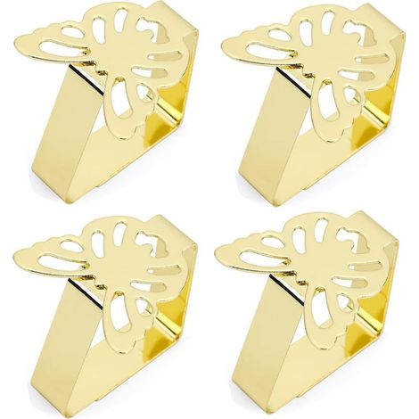 Set di 4 Golden Clip, foglio,Morsetto per lamiera,Staffe di Copertura in Metallo,Clip Regolabile per Supporto Tovaglia per picnic festa di laurea, Matrimonio (1/5)