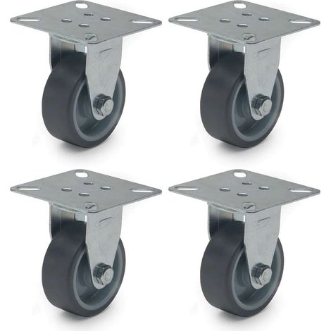 Cyclingcolors – Lot de 4 roulettes fixes sans frein 50mm – Capacité 30kg – Caoutchouc soft anti rayure – Pour meubles, chariots et tables basses (1/2)