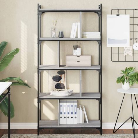 Bookcase 5-Tier Grey Sonoma 76x32x158 cm Engineered Wood vidaXL (1/5)