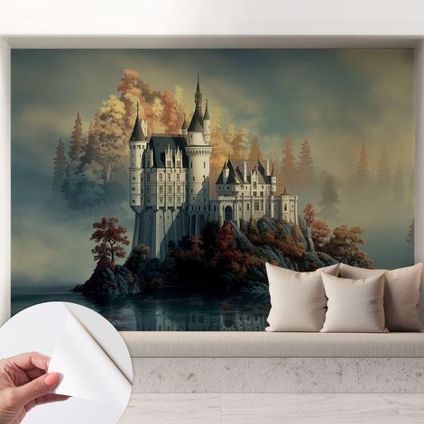Papier peint autocollant avec imprimé pour décoration intérieure pour rénovation a motif Château de conte de fées 208x146 cm (1/5)