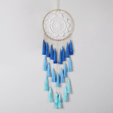 Adorno de pared con borla decorativa, perfecto para la decoración del hogar, fiestas de cumpleaños/navidad/decoración del hogar, color azul. (1/4)